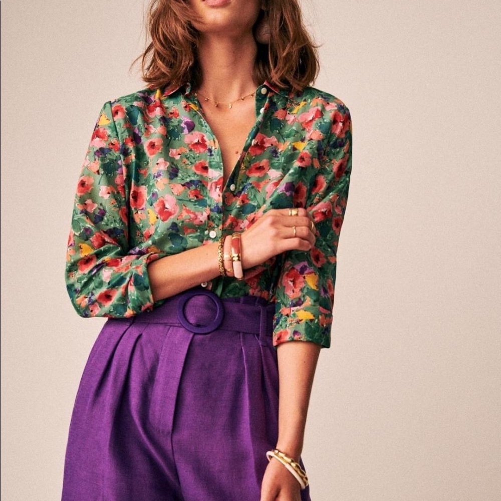 Sezane Green Jardin d’Hiver Pierro Button Down Size 34 (XS/S)